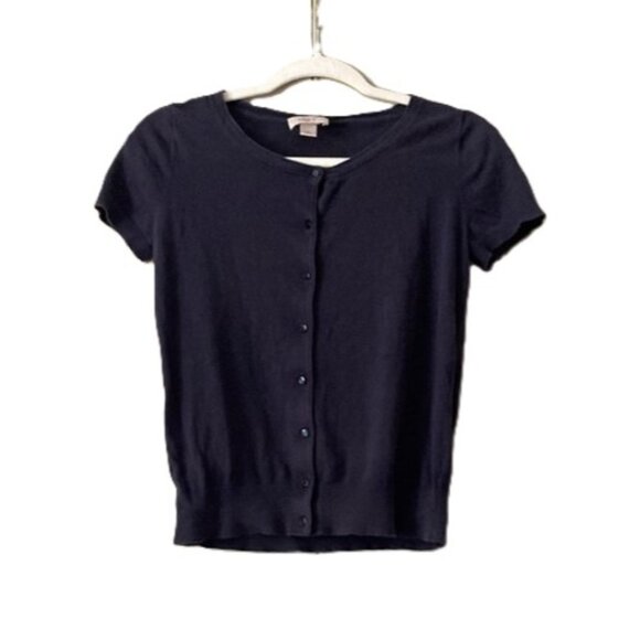 100% Cotton Button-Up Cardigan | XS | Navy Blue | Ann Taylor LOFT - Picture 1 of 6